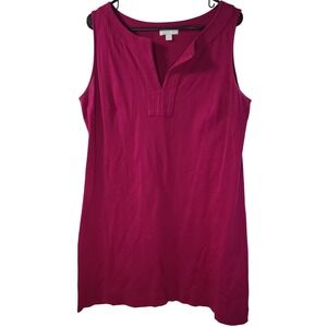 New York & Company Pink Sleeveless Notched V-Neck Trapunto Shift Dress XL Cotton